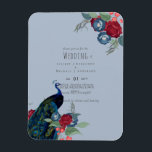 Imán Peacock Blue Burgundy Winter Fall Wedding Budget<br><div class="desc">Hermoso pavo real con flores Verde azuladas y azules, borgoñas, hojas verdes saladas en este otoño, otoño, artículos de boda de invierno. Parte de una colección más grande que incluye invitaciones para bodas con presupuesto, guardar las fechas, confirmaciones de asistencia, tarjetas de fotos de agradecimiento, regalos para novias y fiestas...</div>