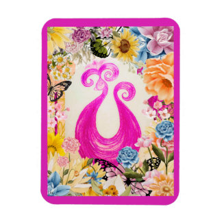 Imán Peacock de ciruelas rosadas con flores de colores