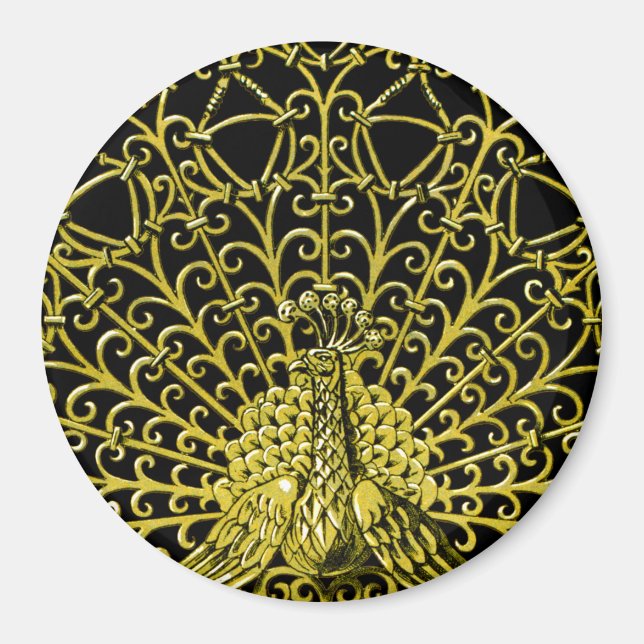 Imán Peacock de oro de Art Nouveau (Frente)