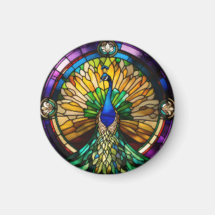 Imán Peacock de vidrio contenido