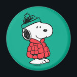 Imán Peanuts | Snoopy Winter Coat & Hat<br><div class="desc">Check out this super cute Peanuts Christmas holiday design featuring Snoopy in his winter coat & hat.</div>