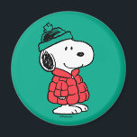 Imán Peanuts | Snoopy Winter Coat & Hat<br><div class="desc">Check out this super cute Peanuts Christmas holiday design featuring Snoopy in his winter coat & hat.</div>