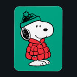 Imán Peanuts | Snoopy Winter Coat & Hat<br><div class="desc">Check out this super cute Peanuts Christmas holiday design featuring Snoopy in his winter coat & hat.</div>