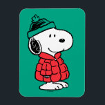 Imán Peanuts | Snoopy Winter Coat & Hat<br><div class="desc">Check out this super cute Peanuts Christmas holiday design featuring Snoopy in his winter coat & hat.</div>