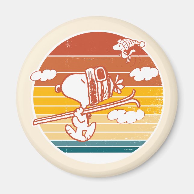 Imán Peanuts | Snoopy & Woodstock Ski Trip (Frente)