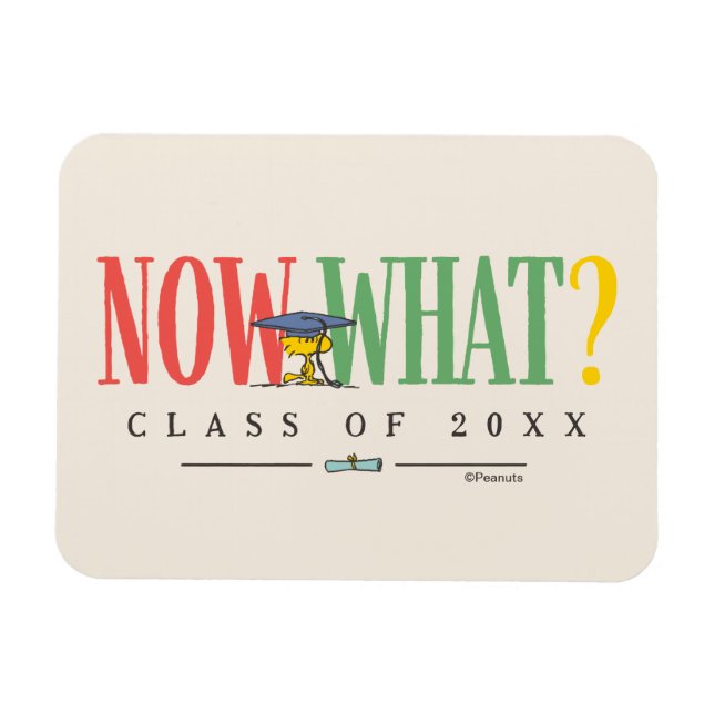 Imán Peanuts Woodstock Now What Graduation Funny Quote (Horizontal)