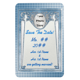 Imán Pearly Blue Save The Date Personalizado Photo