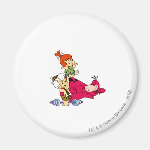 Imán PEBBLES™ y Bam Bam y hora del recreo de Dino