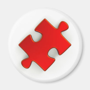Imán pedazo del rompecabezas 3D (rojo metálico)