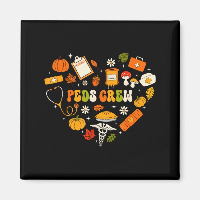 Imán Peds Crew Nurse Fall Heart Pediatric Pumpkin Thank (Frente)