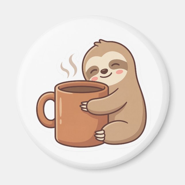Imán Pegatina de café de perezoso lindo (Frente)