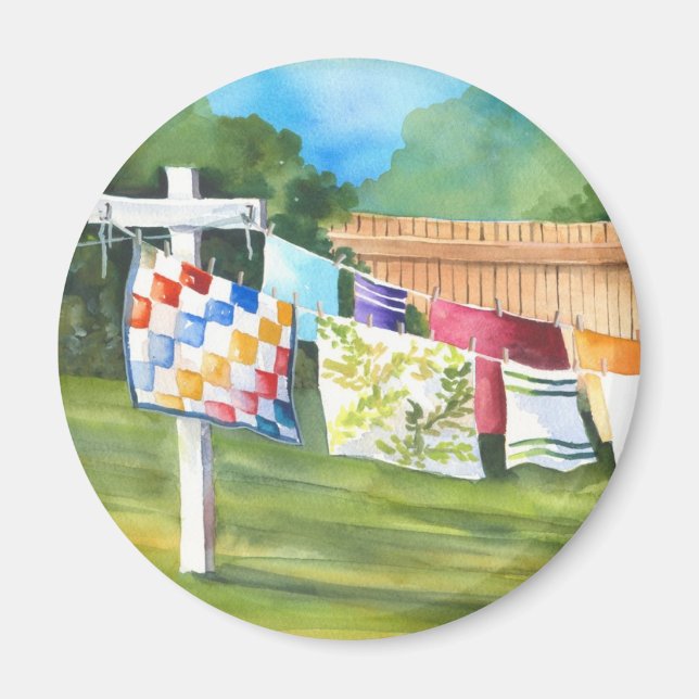 Imán Pegatina de la línea de lavado del patio trasero (Frente)