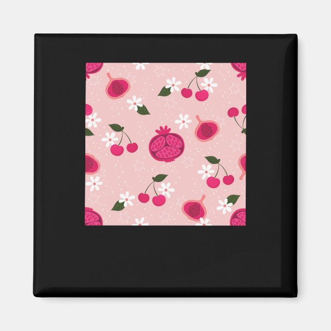 Imán Pegatina de margarita con flores de cerezo rosa gr (Frente)