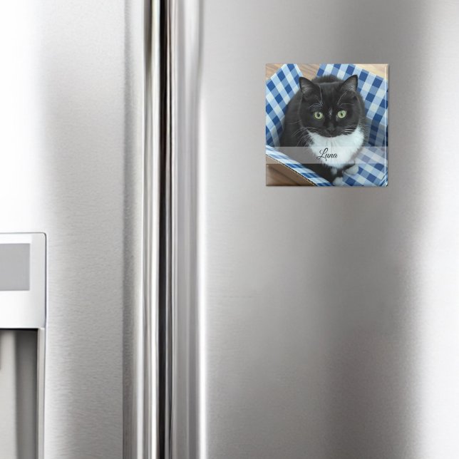 Imán Pegatina de Mascota fotográfico con nombre (Subido por el creador)