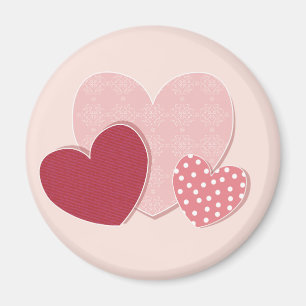 Imán Pegatina de papel de los corazones rosados