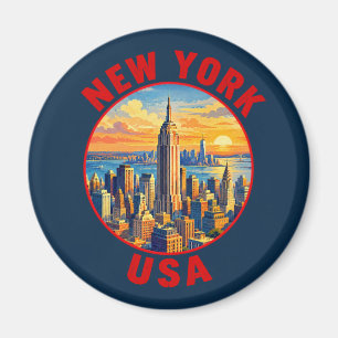 Imán Pegatina de viaje vintage de Nueva York EE. UU.