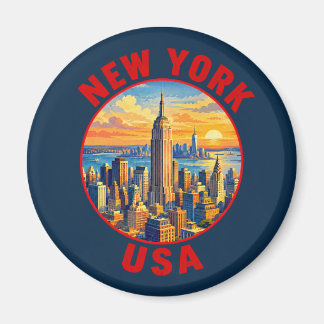 Imán Pegatina de viaje vintage de Nueva York EE. UU.