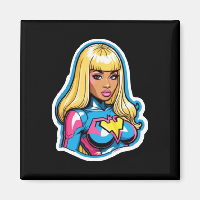 Imán Pegatina superhéroe de Nicki Minaj (Frente)