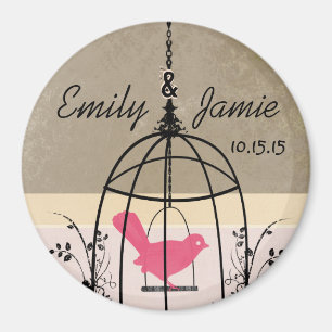 Imán Pegatinas de boda jaula de pájaros o personalizada