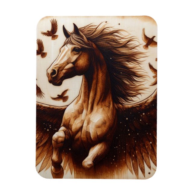 Imán Pegaus Sepia con pájaros (Vertical)