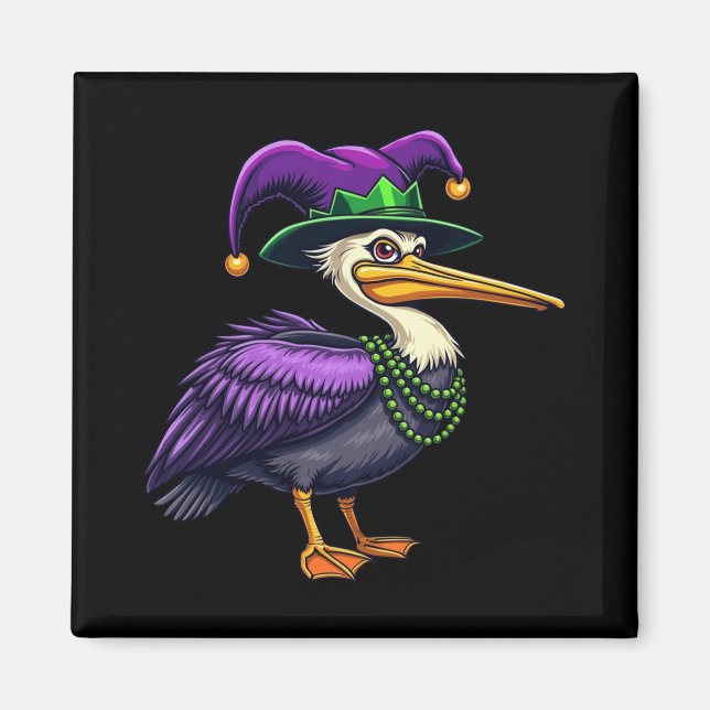 Imán Pelican Mardi Gras - Diversión de carnaval para am (Frente)