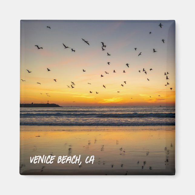Imán Pelicans at Sunset - Venice Beach, CA (Frente)