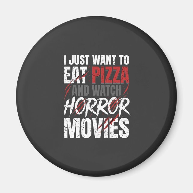 Imán Películas de terror de pizza Diseño de Halloween_1 (Frente)