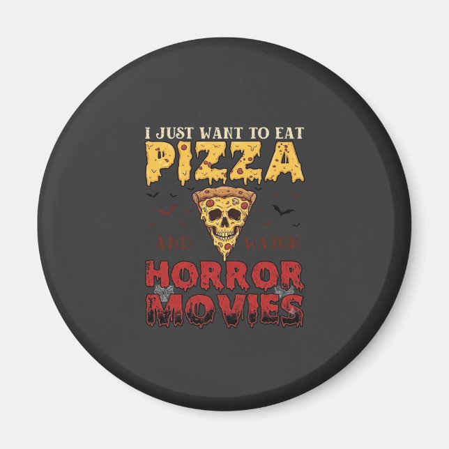Imán Películas de terror de pizza Halloween Calavera Mu (Frente)