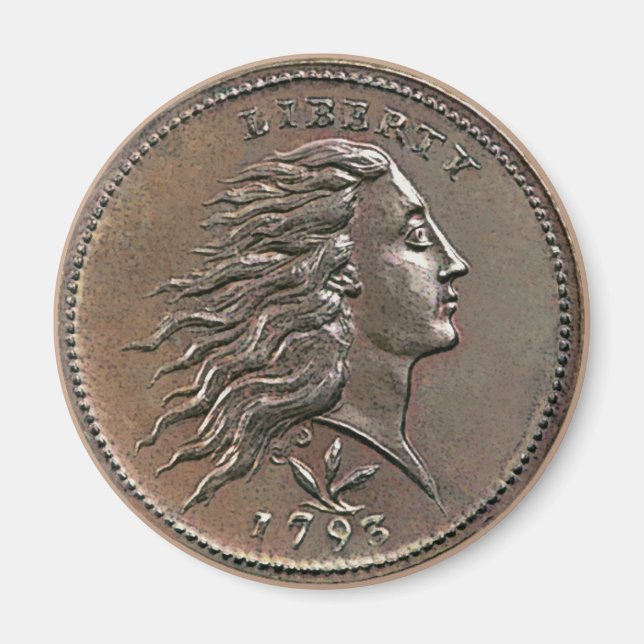 Imán Pelo De Los Estados Unidos Penny Magnet 1793 (Frente)