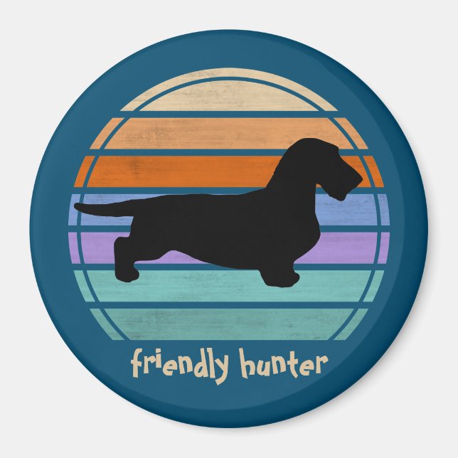 Imán Pelo duro de Dachshund - Silhouette 1 (Frente)