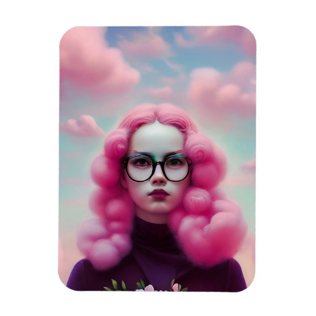 Imán Pelo rosado serio (Vertical)