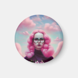 Imán Pelo rosado serio