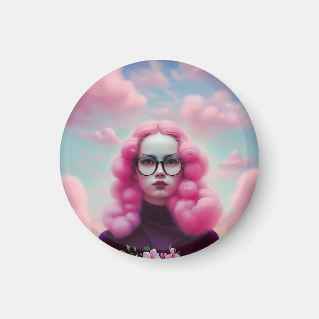 Imán Pelo rosado serio (Frente)