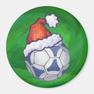 Imán Pelota de fútbol azul y blanca en verde