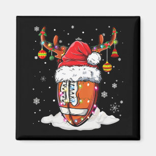 Imán Pelota de fútbol Navidades de renos de Santa Hat