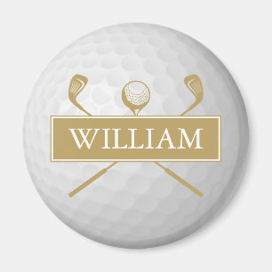 Imán Pelota de Golf Personalizada con Nombre en Oro y B