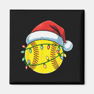 Imán Pelota de Softbol Navidad Sombrero de Santa Softbo