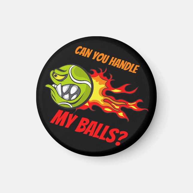 Imán Pelota de tenis en llamas, curiosa cita deportiva, (Frente)