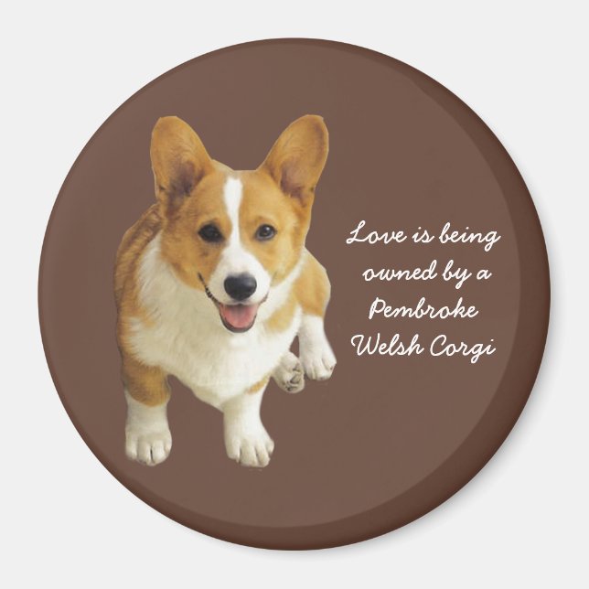 Imán Pembroke Welsh Corgi Happy Magnet (Frente)