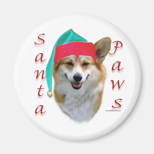 Imán Pembroke Welsh Corgi Santa Paws (Frente)