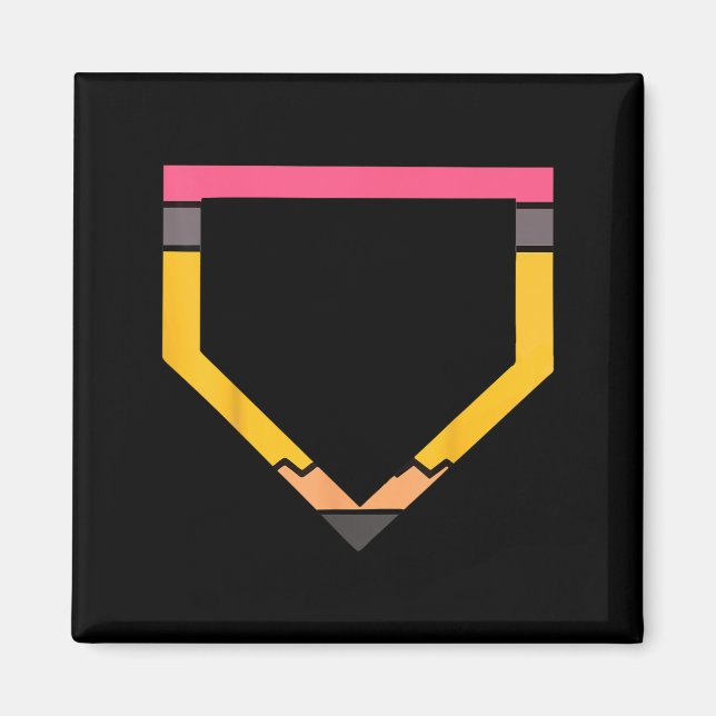 Imán Pencil Home Plate Baseball Lovers Boys Kids Back T (Frente)