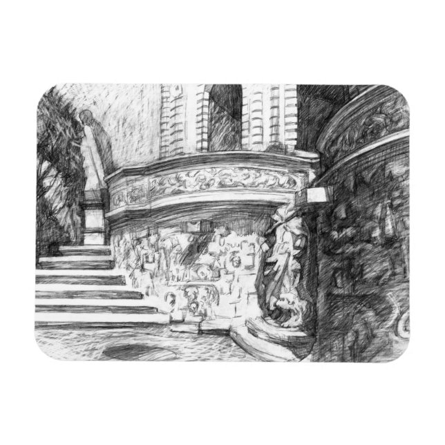 Imán Pencilarla del castillo Monocromo Blanco y negro (Horizontal)