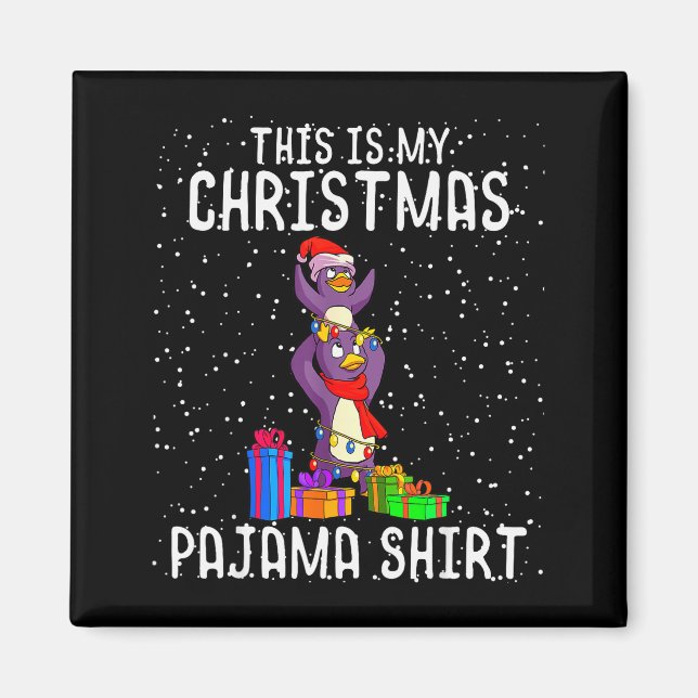Imán Penguin Christmas Pajama Shirt Penguin Lover Gift  (Frente)