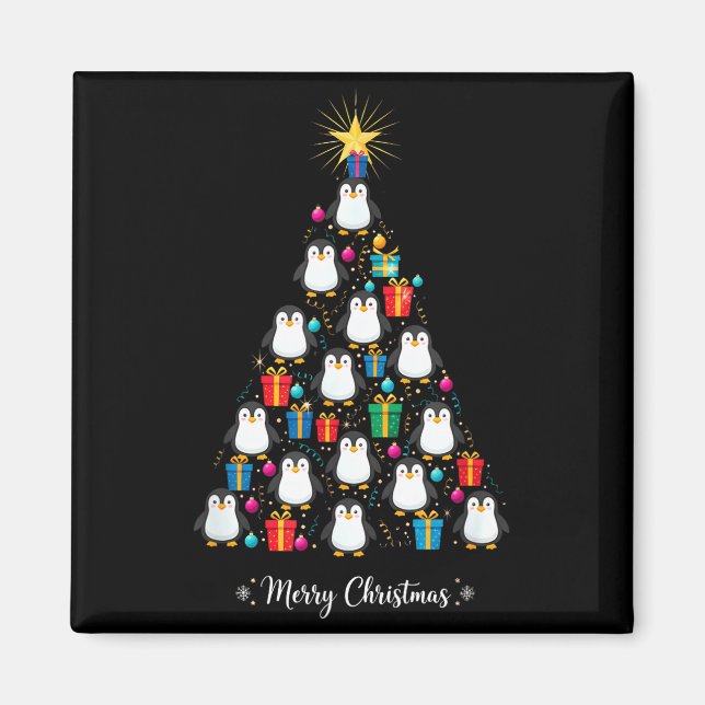 Imán Penguin Christmas Tree Xmas Day Holiday Men &amp;  (Frente)