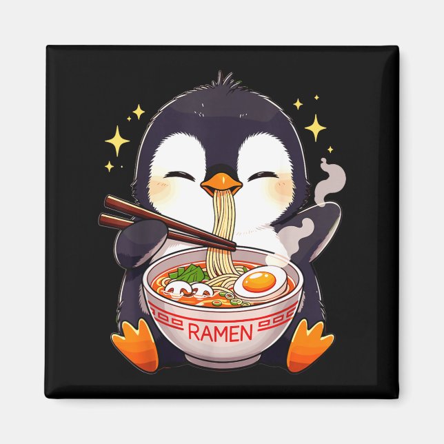 Imán Penguin Eating Ramen  (Frente)