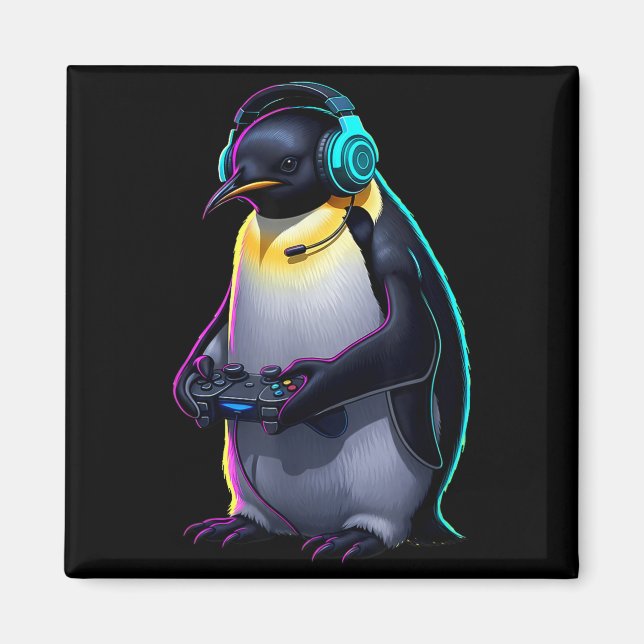 Imán Penguin Gaming Animal Video Games Funny Penguin  (Frente)