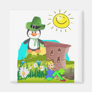 Imán penguin leprechaun, el día del feliz san patrick