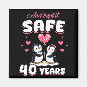 Imán Penguin Parejas Cumpleaños de Bodas de 40 Años Coi