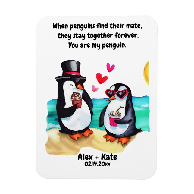 Imán Penguin Valentines (Vertical)