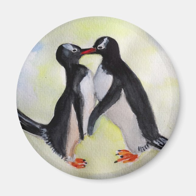Imán Penguins Standard, 5,7 Cm Redondo Magnet (Frente)